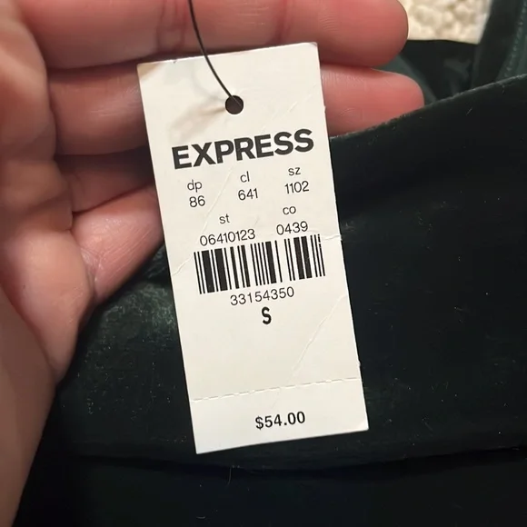 🆕 NWT Express Bodycon Forest Green Velvet Cowl Neck Corset Top in Womens size S - Picture 5 of 7